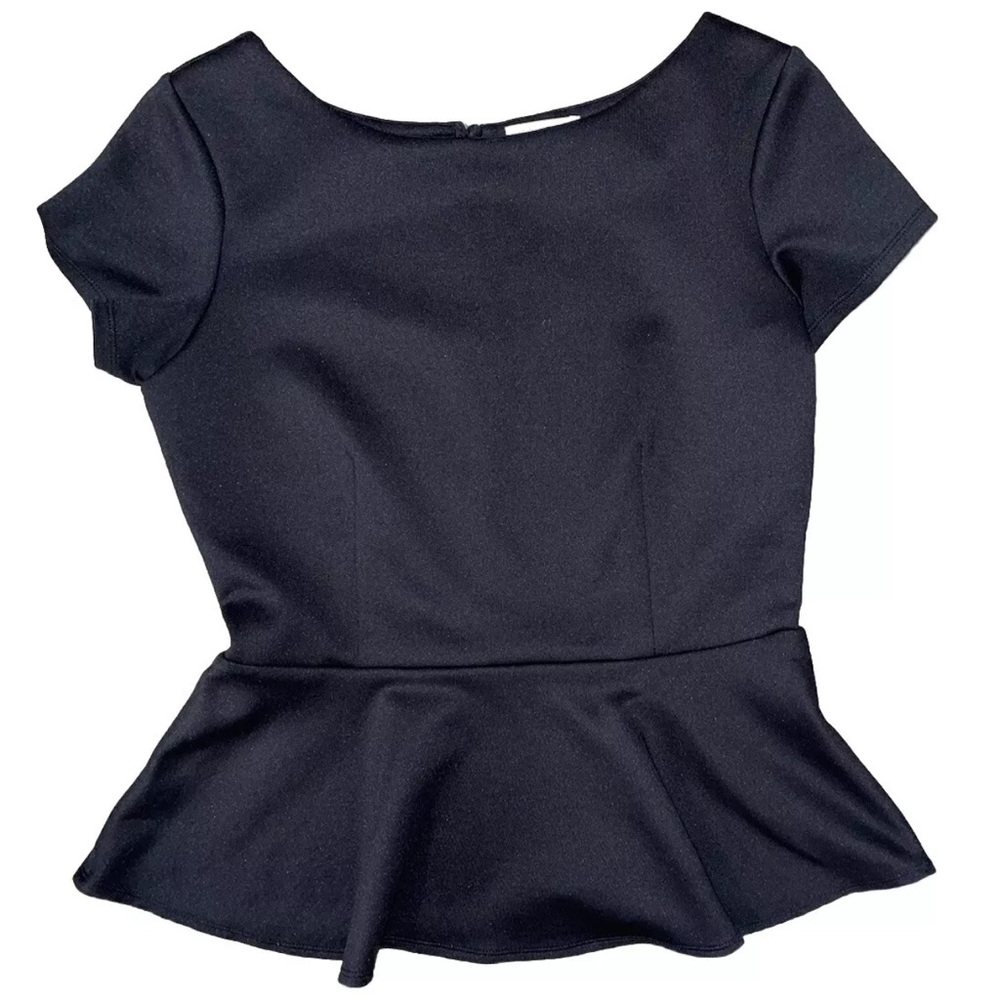 Bisou Bisou “Black Peplum” Blouse Size Medium